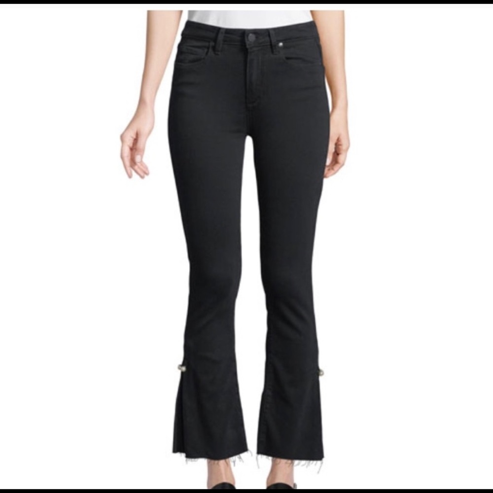 PAIGE Crop Flare Black Jeans